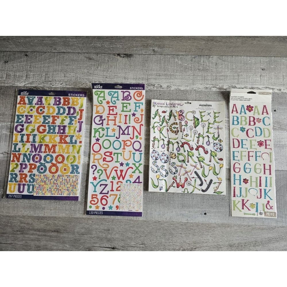 Sticker Lot - Alphabet Scrapbooking Stickers Letters Numbers Kids Lindgren #195